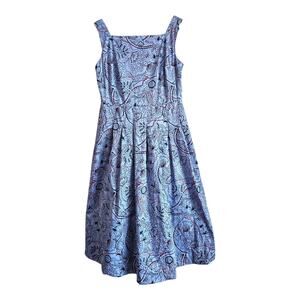 BODEN Women 16 Aubrey Dress Midi Flared Paisley Periwinkle Garden Party Cotton